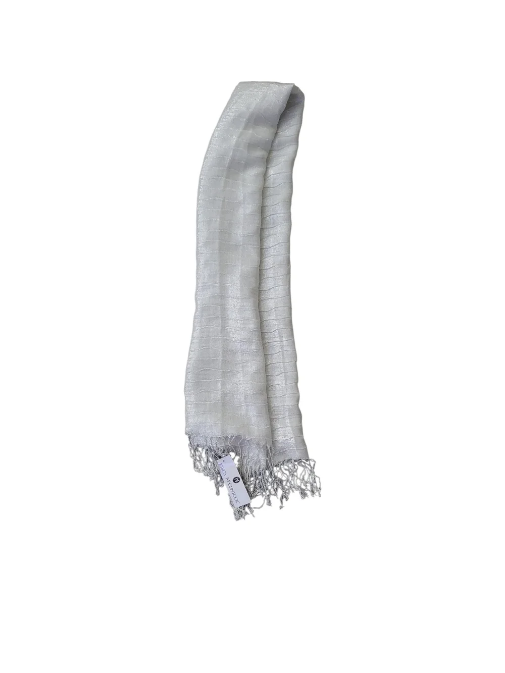 Jessica McClintock Light Gray Woven Fringe Scarf